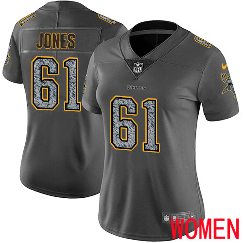 Minnesota Vikings #61 Limited Brett Jones Gray Static Nike NFL Women Jersey Vapor Untouchable->women nfl jersey->Women Jersey